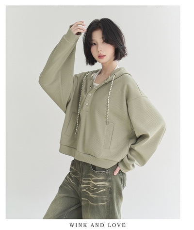 Sudadera Cropped Suelta con Ajuste en Dobladillo para Mujer - Image 15