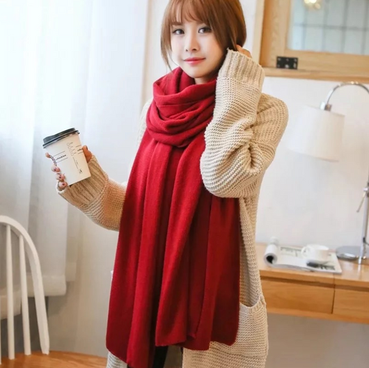 Bufanda de Lana Merino y Cachemira Tejida Estilo Coreano Unisex - Image 14