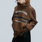 Cardigan Abrigo Retro con Cuello de Pelaje y Diseño Diamante Oversized