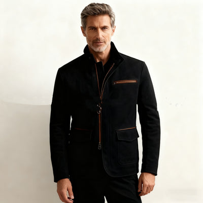 Chaqueta Casual Vintage con Cuello de Pie y Cierre de Cremallera para Hombre - Image 8