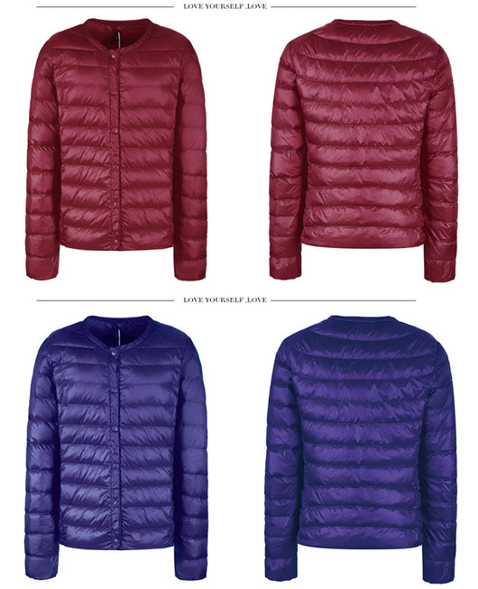 Chaqueta Acolchada Ligera Sin Cuello para Mujer - Abrigo Corto Versátil - Image 24