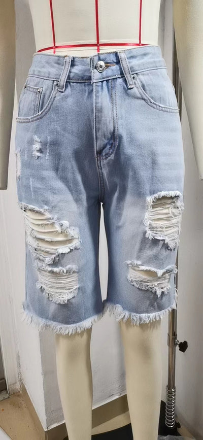 Shorts de Mezclilla Rotos con Bordes Deshilachados para Mujer - Image 10