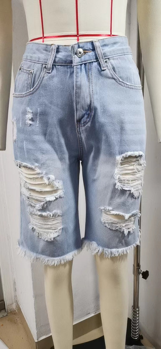 Shorts de Mezclilla Rotos con Bordes Deshilachados para Mujer - Image 10