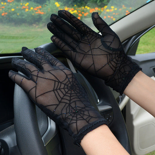 Guantes de Malla Negra con Dedos Abiertos para Mujer - Image 4