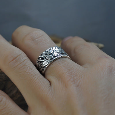 Anillo Sutra del Corazón en Plata Tailandesa con Loto - Image 6