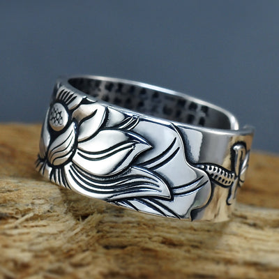 Anillo Sutra del Corazón en Plata Tailandesa con Loto - Image 5