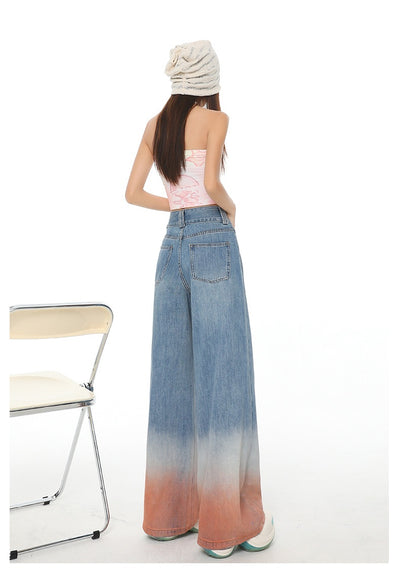 Pantalones Vaqueros Cintura Alta Pierna Ancha Degradado - Ajuste Holgado para Mujer - Image 26