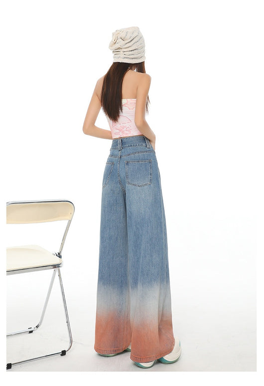 Pantalones Vaqueros Cintura Alta Pierna Ancha Degradado - Ajuste Holgado para Mujer - Image 26