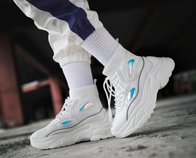 Zapatillas Deportivas Plataforma para Pareja - Tejido Volador Blanco con Suela Gruesa - Image 4