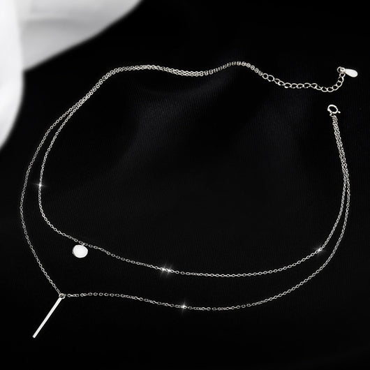 Collar Doble con Diamantes Geométricos de Rayas Cuadradas - Image 3