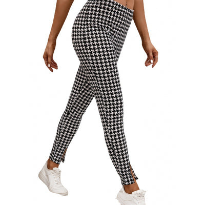 Pantalones Cropped Talle Alto con Patrón Pata de Gallo Ajuste Slim - Image 4