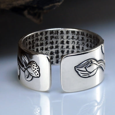 Anillo Sutra del Corazón en Plata Tailandesa con Loto - Image 3