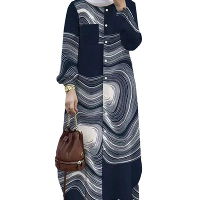 Cardigan Patchwork Elegante de Manga Larga para Mujer Musulmana - Image 6