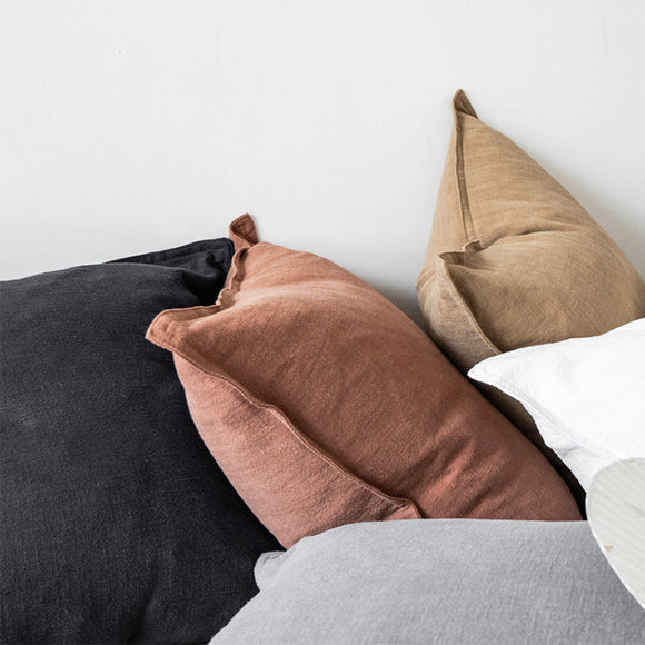 Almohada de Algodón y Lino para Sofá y Cama - Cojín Grande de Apoyo