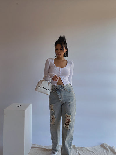 Jeans Slim Straight Sueltos para Mujer - Image 3