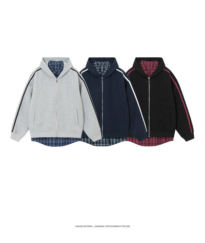 Cardigan Abrigo Cuadrillé con Capucha y Detalles Combinados - Image 20