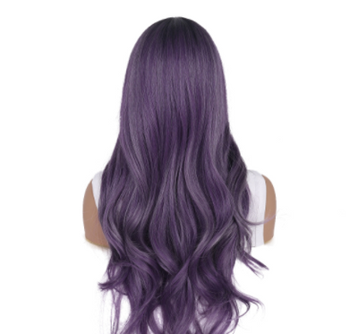 Peluca de Cabello Rizado Largo - Degradado Púrpura a Negro - Image 6