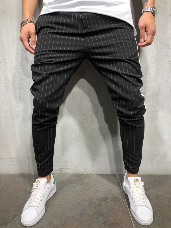 Pantalones Casuales para Hombre con Diseño de Rayas y Combinación de Colores