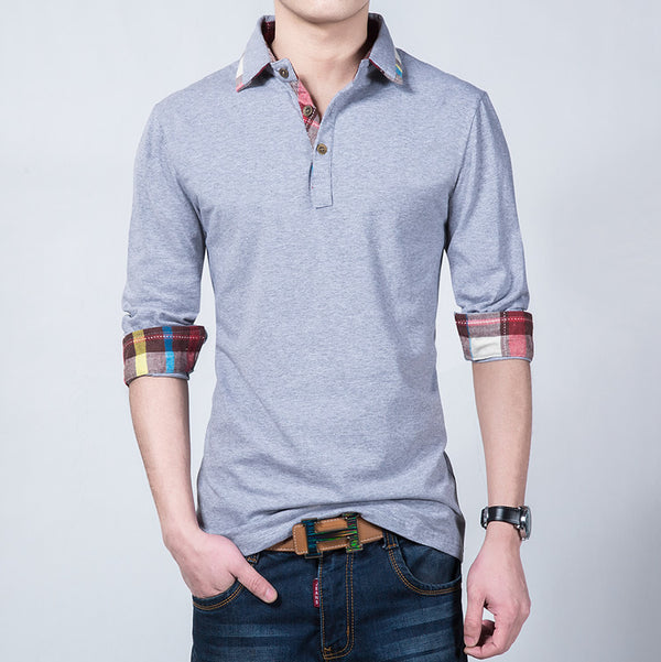 Camiseta de Algodón Manga Larga para Hombre - Primavera y Otoño