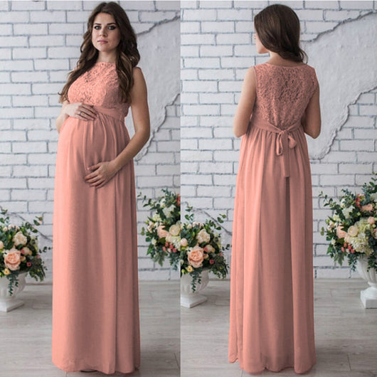 Vestido de Maternidad sin Mangas con Encaje Elegante - Image 2