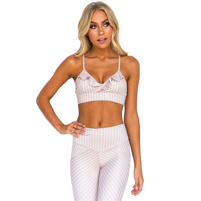 Conjunto de Yoga y Fitness para Mujer con Diseño Rayado y Encaje Invierno - Image 3