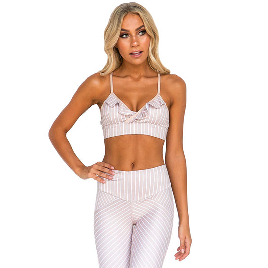Conjunto de Yoga y Fitness para Mujer con Diseño Rayado y Encaje Invierno - Image 3