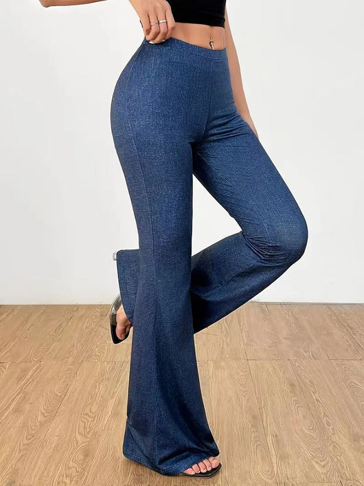 Pantalones Acampanados Denim de Cintura Alta con Estampado para Mujer - Image 7
