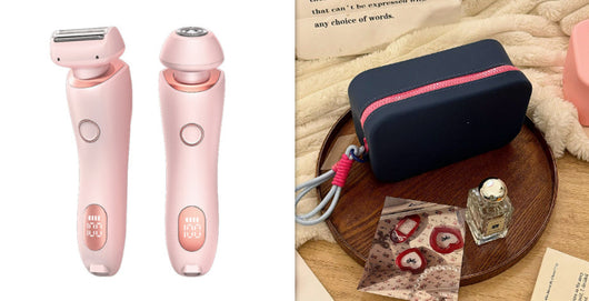 Light blue 2-in-1 electric shaver for women with interchangeable foil and epilator heads, digital display. - Image 16