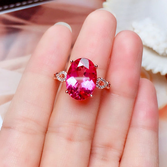 Anillo de Topacio Fuego para Mujer en Plata 925 con Cristal Brillante
