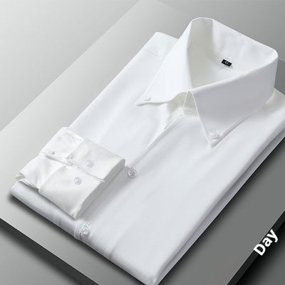 Camisa Business Casual Manga Larga Slim Fit Cuello Italiano Hombre - Image 3