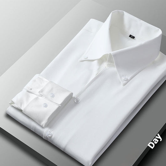 Camisa Business Casual Manga Larga Slim Fit Cuello Italiano Hombre - Image 3