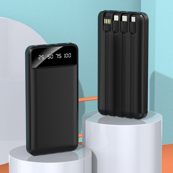 Batería Portátil 20000 mAh con Cable Integrado - Carga Rápida