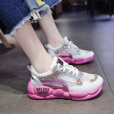 Zapatos Deportivos Papá Respirable con Lentejuelas y Strass Hueco - Image 8