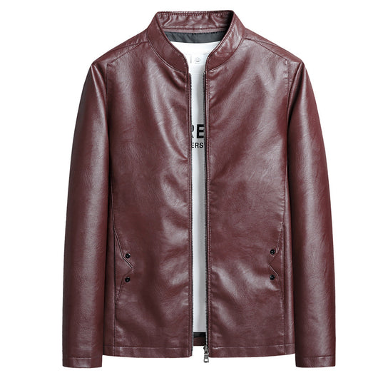 Chaqueta de Cuero PU Ajustada para Hombre con Cuello Alzado Estilo Motociclista - Image 17