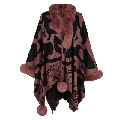 Chal Grueso Cálido con Cuello de Piel para Mujer - Image 5