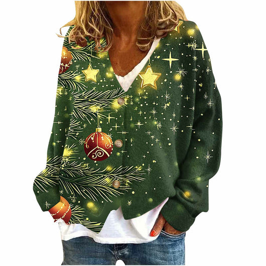 Suéter Tipo Chaqueta Casual de Cuello V Holgado para Mujer - Image 4
