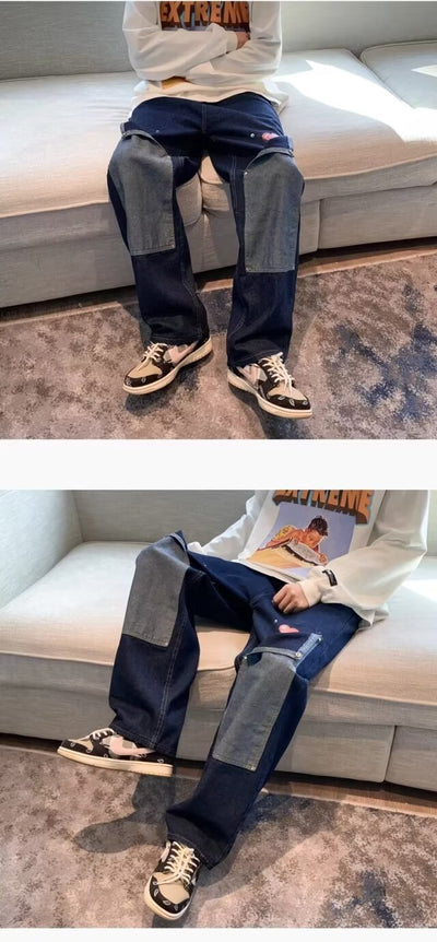 Jeans Vintage Americano con Parches para Hombre - Estilo Trendy - Image 10