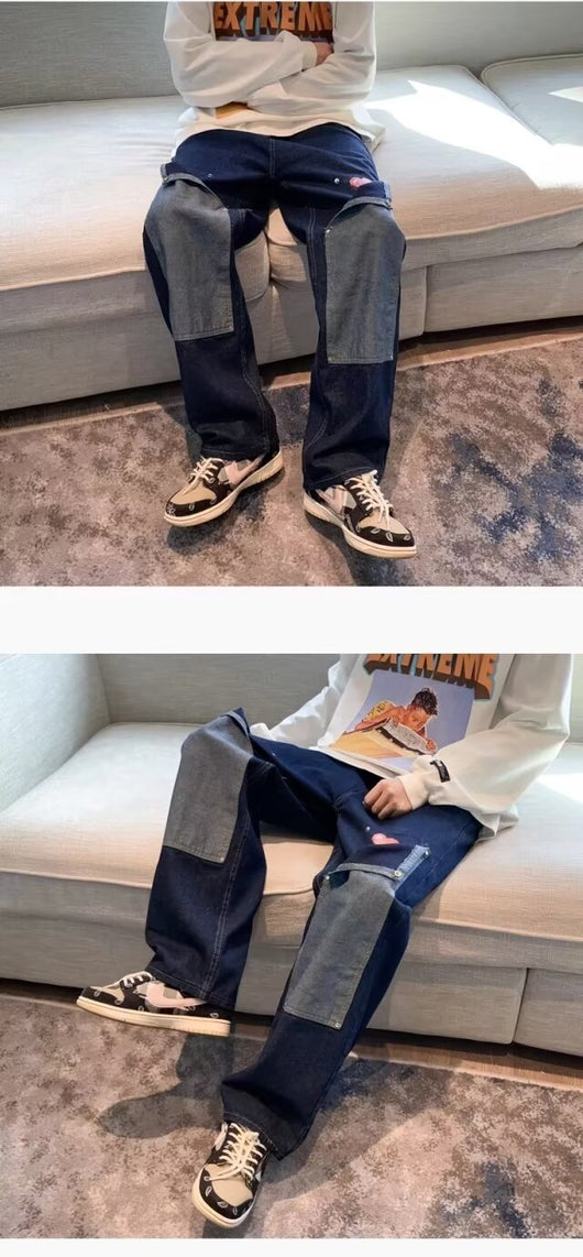 Jeans Vintage Americano con Parches para Hombre - Estilo Trendy - Image 10