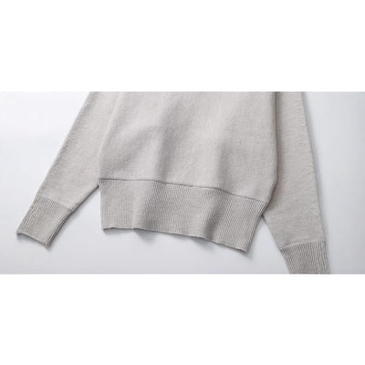 Suéter Polo Cuello V Manga Murciélago Lana Mezclada para Mujer - Image 5