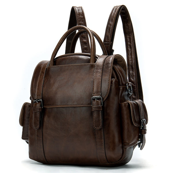 Mochila Retro de Cuero Multifuncional para Mujer