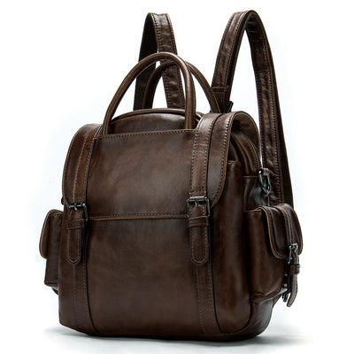 Mochila Retro de Cuero Multifuncional para Mujer