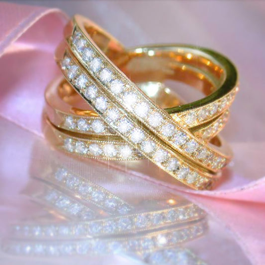 Anillo Elegante Doble Fila con Cruz y Circonita para Mujer - Image 2