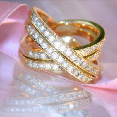 Anillo Elegante Doble Fila con Cruz y Circonita para Mujer - Image 2
