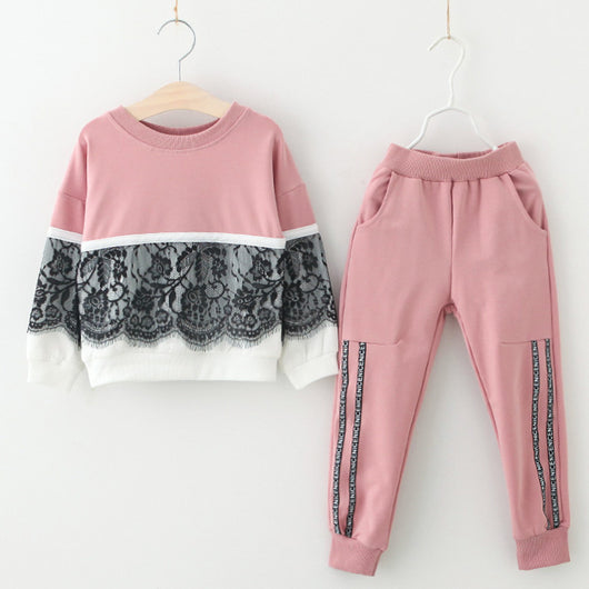 Conjunto de dos piezas: Suéter niña con detalles de encaje - Image 3