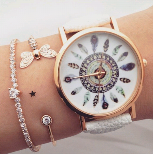 Reloj de Moda con Diseño de Pluma de Pavo Real Indio - Image 4