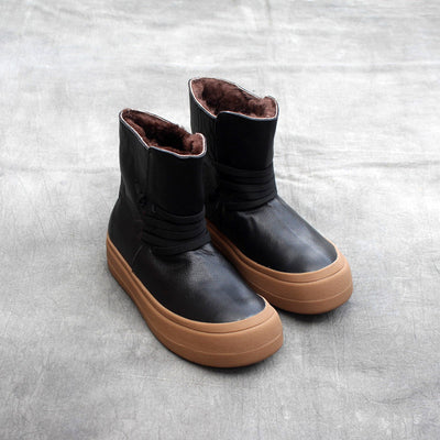 Botas de Cuero Genuino para Mujer con Punta Redonda Estilo Vintage - Image 4