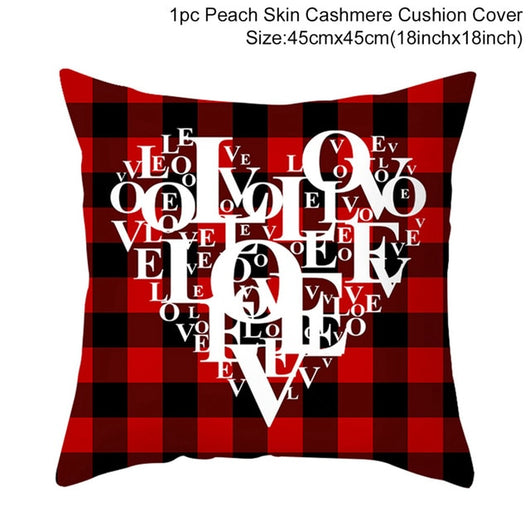 Funda de Almohada Día de San Valentín Letras Cartoon Roja - Tela Melocotón - Image 56