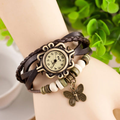 Reloj Pulsera de Cuero Vintage Multicapa