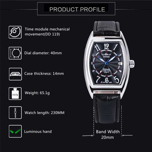 Reloj Mecánico Automático Casual de Barril para Hombre - Image 11