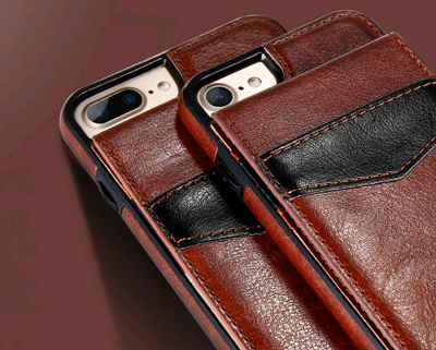 Funda iPhone X con Soporte y Cartera de Cuero Patrón Crazy Horse - Image 4